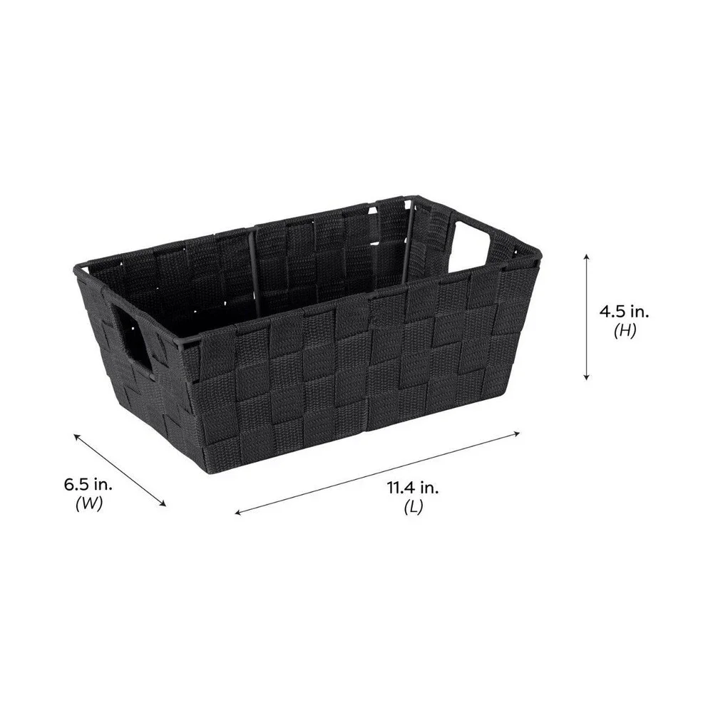 Small Woven Storage Shelf Bin, Black